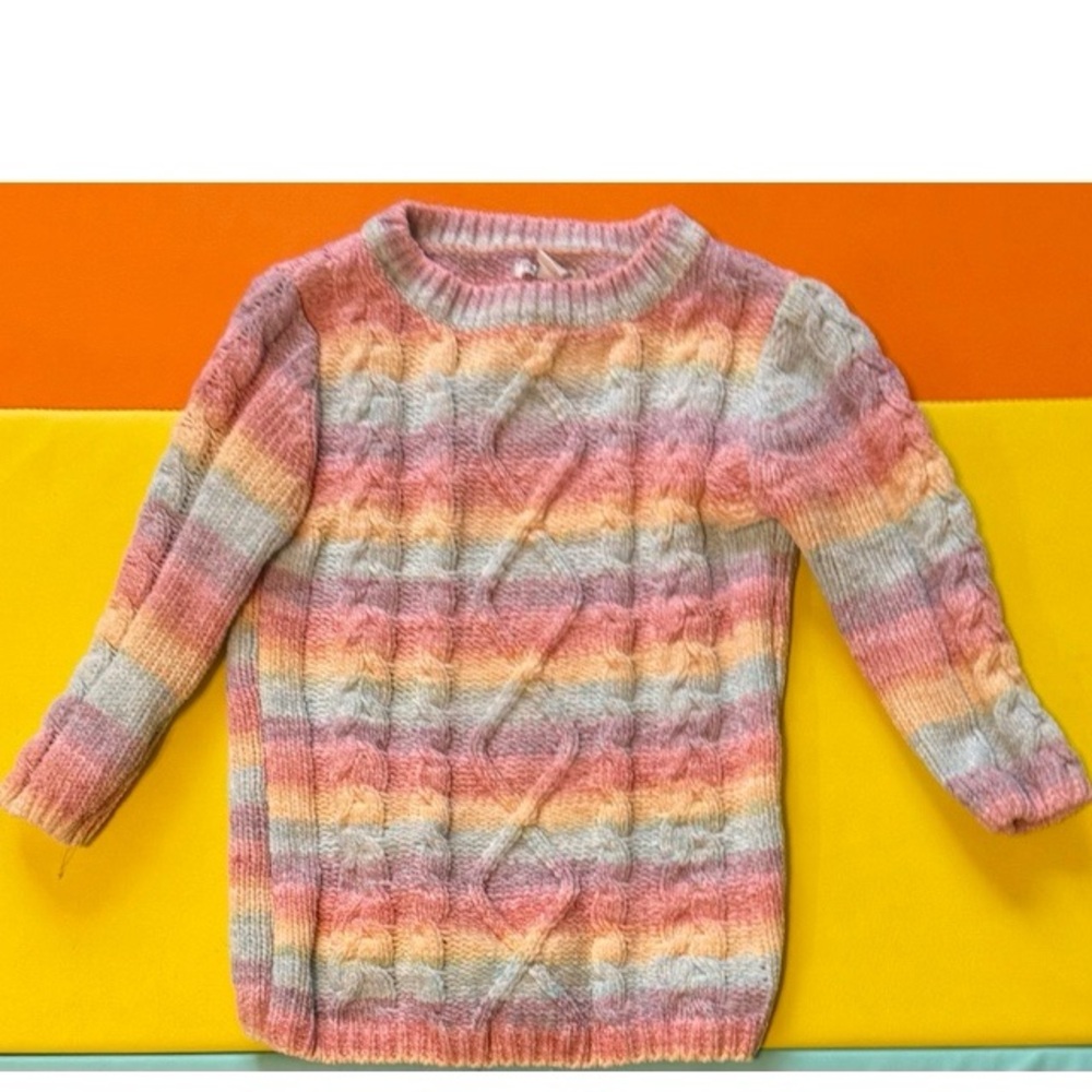Primark Toddler Girl Multicolor Cable Knit Sweater. Size 4/5.
